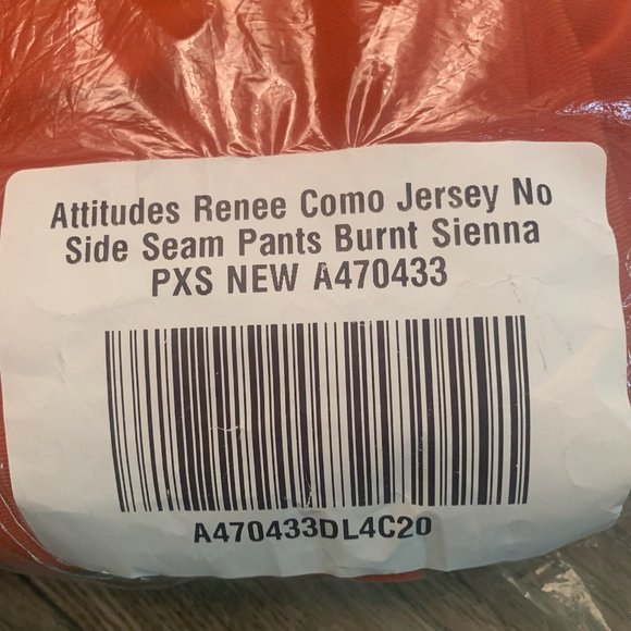NWT ATTITUDES BY RENEE COMO JERSEY NO SIDE SEAM ANKLE PANTS BURNT SIENNA PXS - Picture 4 of 5